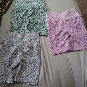 3 pairs of cheetah print biker shorts